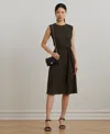Ralph Lauren Geo-print Belted Bubble Crepe Dress In Multi