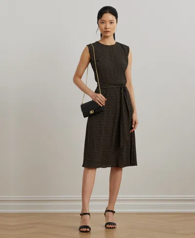 RALPH LAUREN WOMEN'S GEO-PRINT BELTED BUBBLE CREPE DRESS