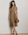 Ralph Lauren Womens Geo Print Belted Crepe Dress 0p 18 In Brown