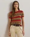 Ralph Lauren Womens Geo Striped Short Sleeve Sweater P Xs 3x