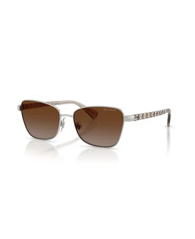 Ralph Lauren Women's Geometric Polarized Sunglasses, Ra4149 In Silver