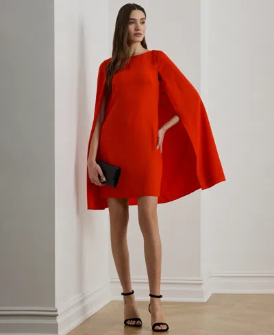 Ralph Lauren Women's Georgette Cape Dress In Red