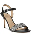 Ralph Lauren Gwen Nappa Leather & Woven Straw Sandal In Multi