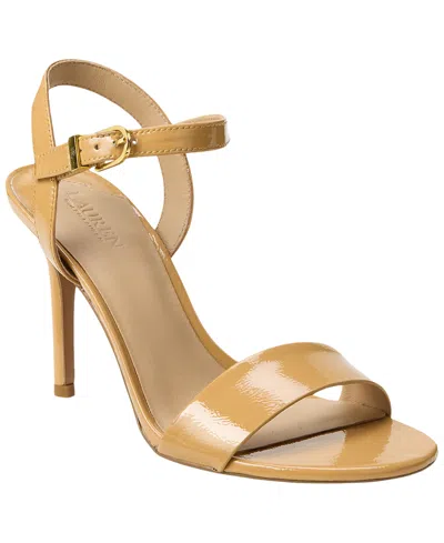 Ralph Lauren Gwen Crinkle Patent Leather Sandals In Nude