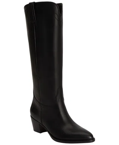 Ralph Lauren Harpher Stitched Leather Boots In Black