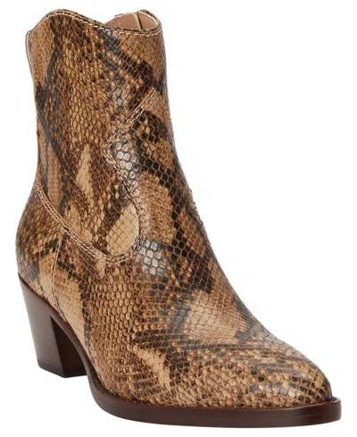 Ralph Lauren Women's Harpher Burnished Leather Booties In Tan Multi Python-embossed Leather