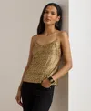 Ralph Lauren Sequined Mesh Camisole In Gold
