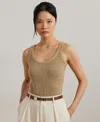 Ralph Lauren Women's Herringbone & Jersey Sweater Tank Top In Sand Dune Multi