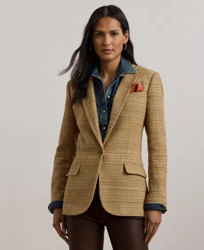 RALPH LAUREN WOMEN'S HERRINGBONE LINEN-BLEND TWEED BLAZER