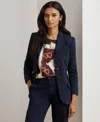 Ralph Lauren Women's Herringbone Notch Lapel Blazer In Blue