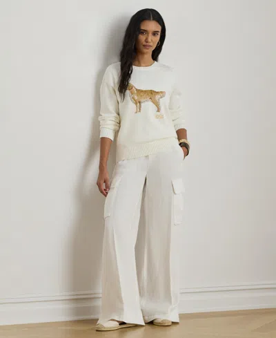 Ralph Lauren Women's High Rise Wide Leg Cargo Pants In White