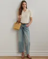 Ralph Lauren Plus Size High-rise Wide-leg Cropped Jeans In Alicia Wash