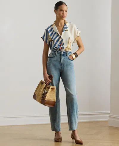 Ralph Lauren Women's High-rise Barrel Jeans In Blue