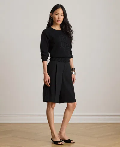 Ralph Lauren Women's High-rise Double-faced Bermuda Shorts In Black