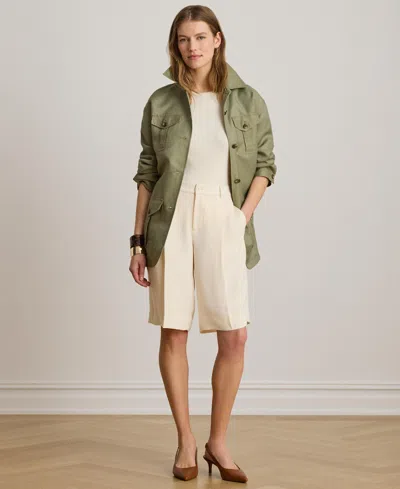 Ralph Lauren Women's High-rise Double-faced Bermuda Shorts In Green