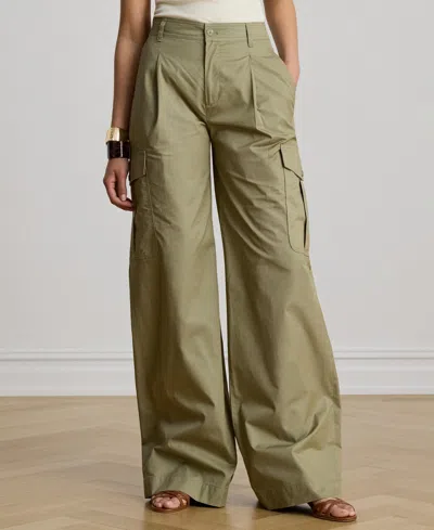 Ralph Lauren Women's High-rise Pleated Wide-leg Cargo Pants In Animal Print