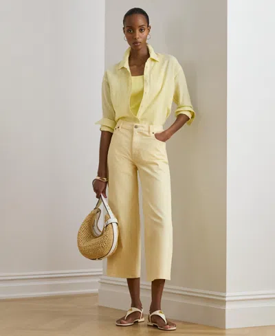 Ralph Lauren High-rise Wide-leg Cropped Jean In Light Sunfaded Yellow