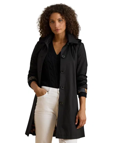 Ralph Lauren Women's Hooded A-line Raincoat In Black