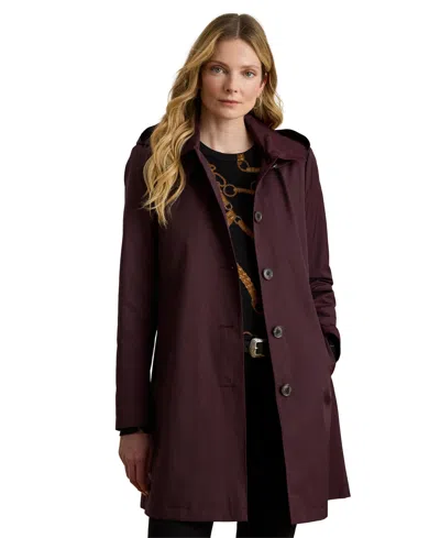 Ralph Lauren Women's Hooded A-line Raincoat In Burgundy
