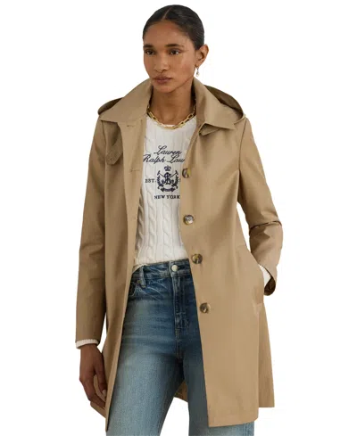 Ralph Lauren Women's Hooded A-line Raincoat In Brown
