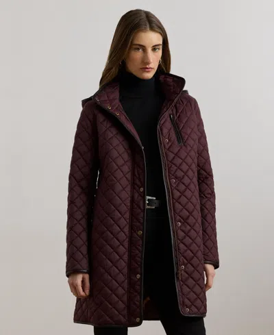 Ralph Lauren Women's Hooded Quilted Coat In Dark Garnet