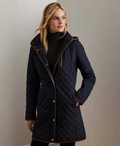Ralph Lauren Women's Hooded Quilted Coat In Dark Navy