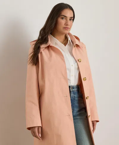 Ralph Lauren Plus Size Hooded Raincoat In Pink