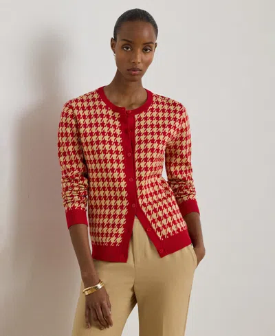 Ralph Lauren Women's Houndstooth Jacquard Crewneck Cardigan In Multi
