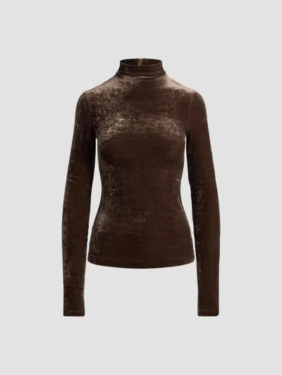 Ralph Lauren Mock-neck Top In Brown