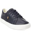 Ralph Lauren Blue Leather Women Sneaker In Lauren Navy