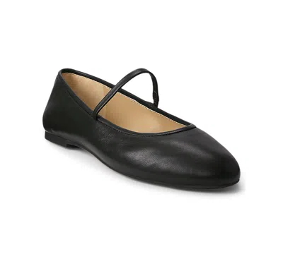 Ralph Lauren Jayna Nappa Leather Mary Jane Flats In Black