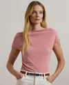 Ralph Lauren Jersey Asymmetrical Off-the-shoulder Top In Rose Mauve
