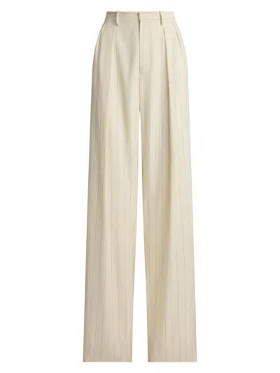Ralph Lauren Women's Jody Striped Wool Straight-leg Pants In Neutral