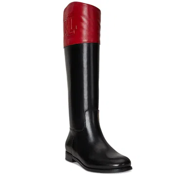Ralph Lauren Women's Justine Ii Two-tone Leather Riding Boots In Multi