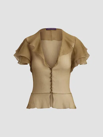 Ralph Lauren Women's Kristina Crinkle Chiffon Blouse In Brown