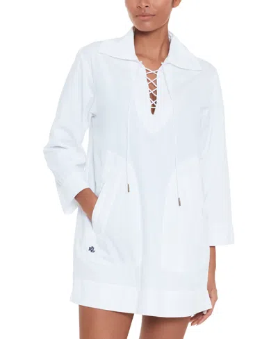 Ralph Lauren Women's Lace-up Tunic Cover-up In White