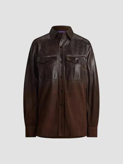 Ralph Lauren Women's Landry Distressed Suede Shirt In Brown