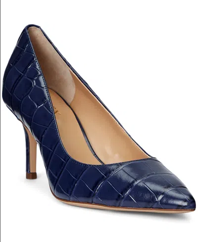 Ralph Lauren Adrienne Crocodile-embossed Leather Pumps High In Blue