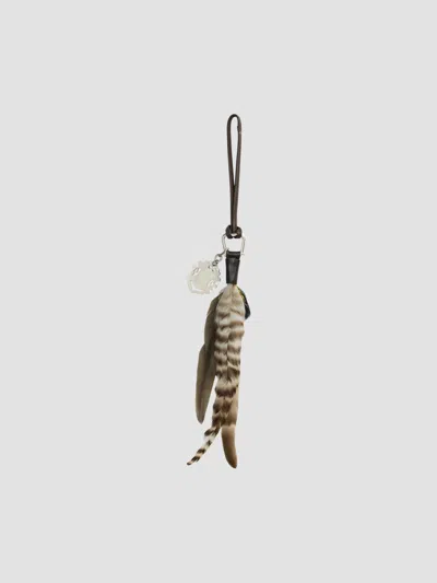 Ralph Lauren Women's Leather & Feather Bag Charm In Brown Multi