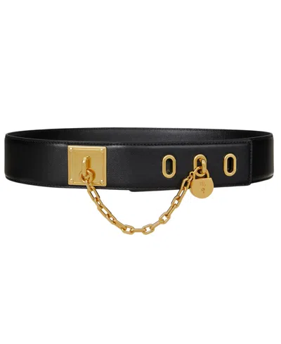 Ralph Lauren Women's Leather Chain Padlock Wide Belt In Black