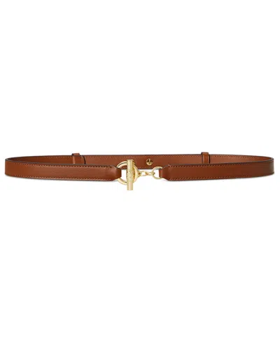 Ralph Lauren Women's Leather Toggle Skinny Belt In Brown