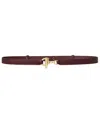 Ralph Lauren Women's Leather Toggle Skinny Belt In Burgundy