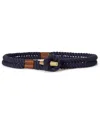 Ralph Lauren Women's Leather Trim Rope Toggle Skinny Belt In Blue