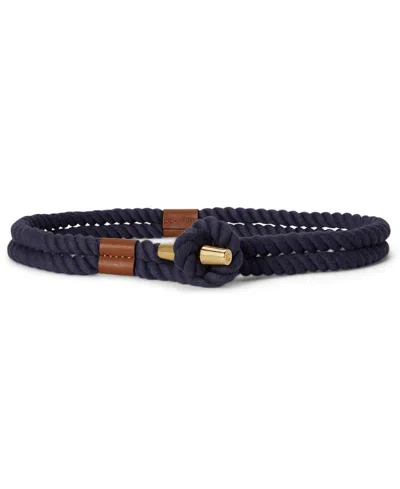 Ralph Lauren Women's Leather Trim Rope Toggle Skinny Belt In Blue