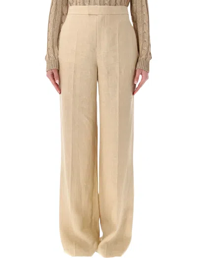 Ralph Lauren Dean Linen Wide-leg Trousers In Neutral