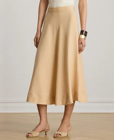 Ralph Lauren Women's Linen A-line Midi Skirt In Brown