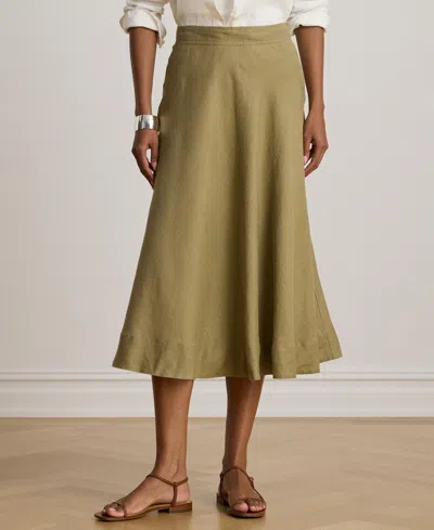 Ralph Lauren Women's Linen A-line Midi Skirt In Green