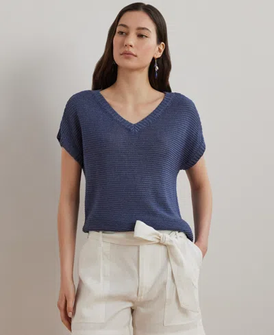 Ralph Lauren Women's Linen-blend Short-sleeve V-neck Sweater
