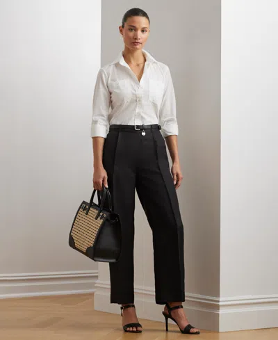 Ralph Lauren Women's Linen-blend Twill Wide-leg Pants In Black
