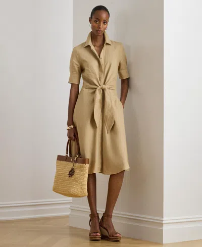 Ralph Lauren Women's Linen Shirtdress In Brown